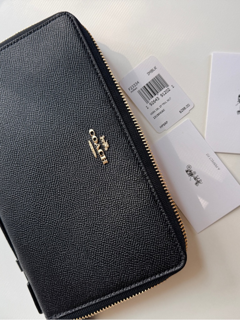 Coach Black Leather Double Zip Wristlet Wallet New With Tags Gold Hardware - Picture 9 of 10